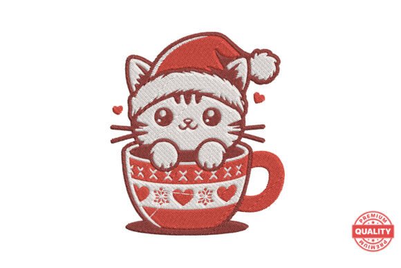 Christmas Cat in Mug Embroidery Review