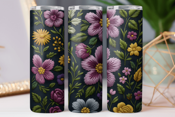 Embroidery Floral Tumbler Wrap Art PNG Review
