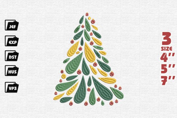 Modern Christmas Tree Embroidery Design