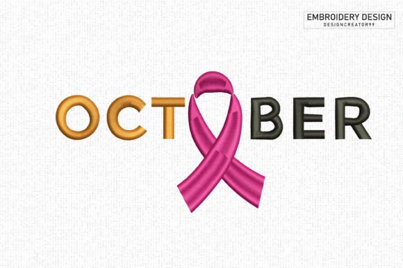 October Ribbon Breast Cancer Embroidery Review